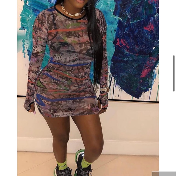 Jabrea Savanna Graffiti Dress - Picture 1 of 6